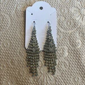 Chic Silver Crystal Drop Earrings